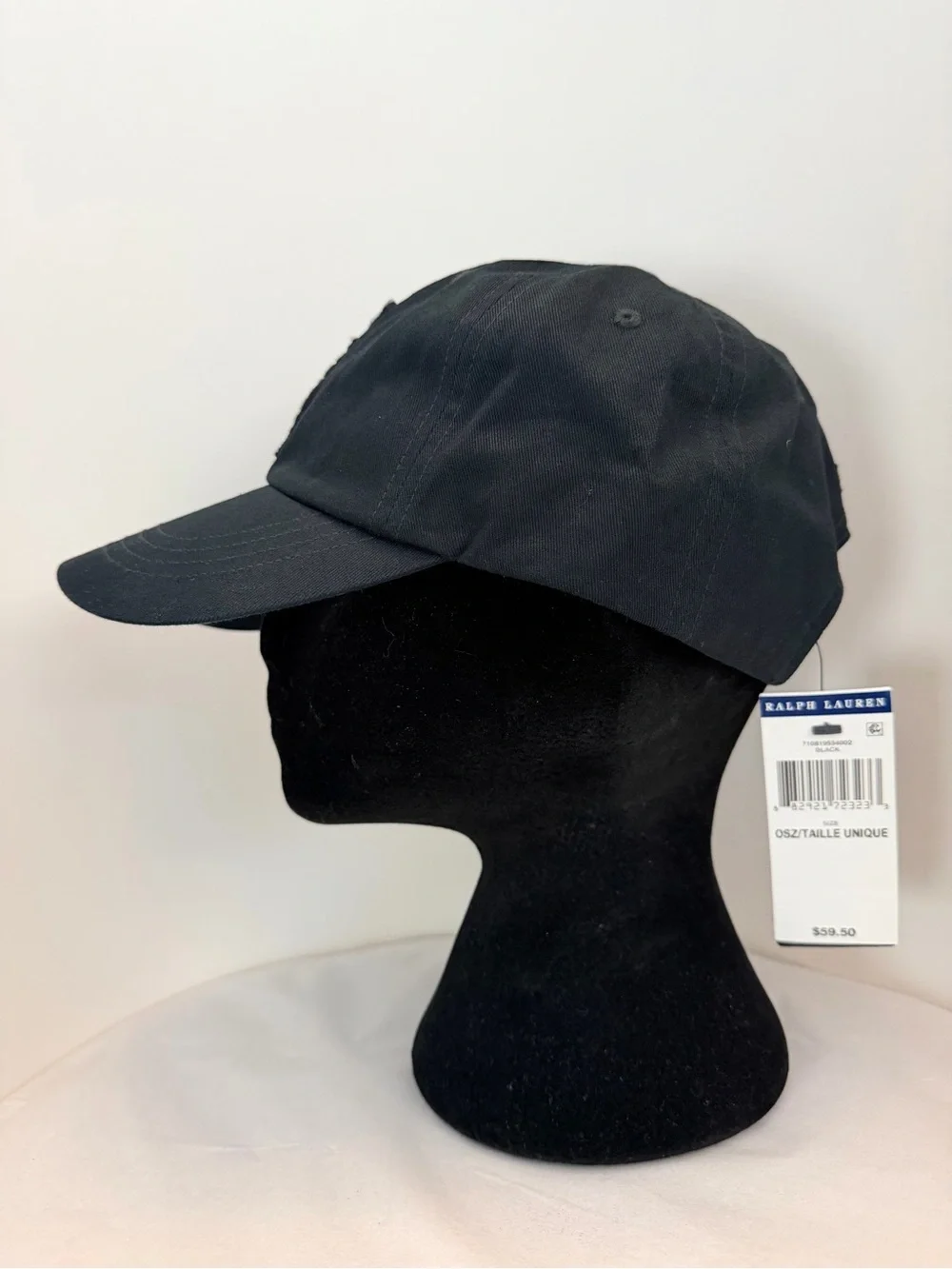 Polo Ralph Lauren Big Pony Tonal Black Baseball Cap Hat Unisex - NWT